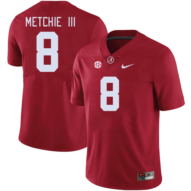 #8 John Metchie III Alabama Crimson Tide Jerseys Football Stitched-Crimson